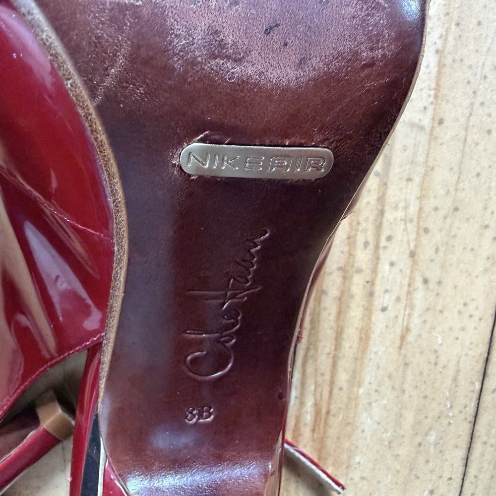 Cole Haan Air‎ Carma Sling Back Red Burgundy Patent Leather Peep Toe Pump 8 B - Picture 7 of 10